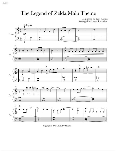 The Legend of Zelda Main Theme - Easy Beginner Piano Sheet Music in ...