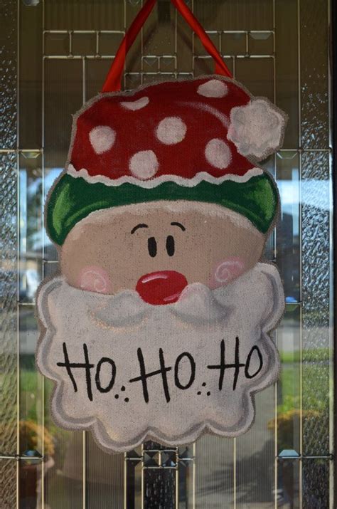 Santa Claus Burlap Door Hanging by LittleTicklebug on Etsy, $30.00 ...