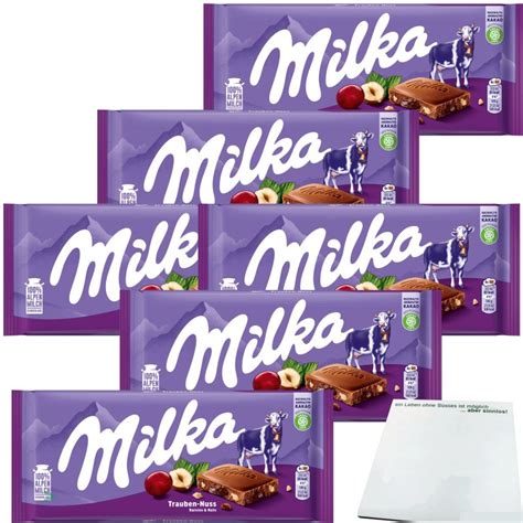 Milka Trauben-Nuss Alpenmilch-Schokolade mit Rosinen und Haselnüssen