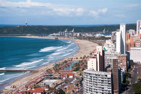 Seashore and landscape with buildings and beach in Durban, South Africa ...