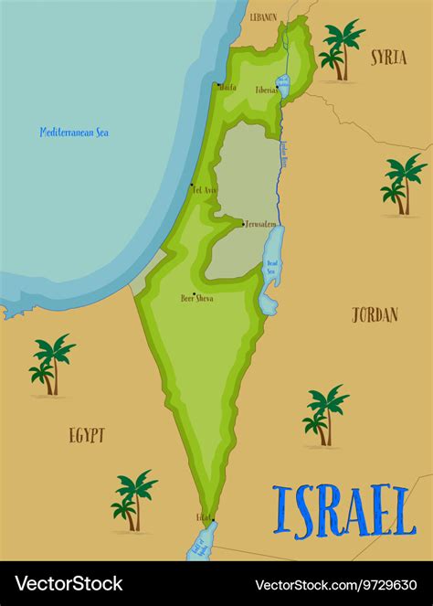 Map of israel in cartoon style Royalty Free Vector Image