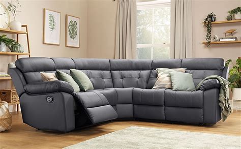 Grosvenor Grey Leather Recliner Corner Sofa | Furniture And Choice