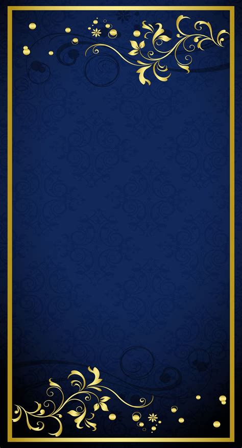 a blue background with gold swirls and leaves on it's edges is shown