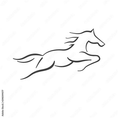 Running fast jump horse line art logo design inspiration Stock Vector ...