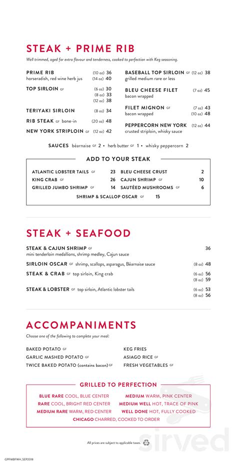 The Keg Menu With Prices 2024 - Bette Dorolisa