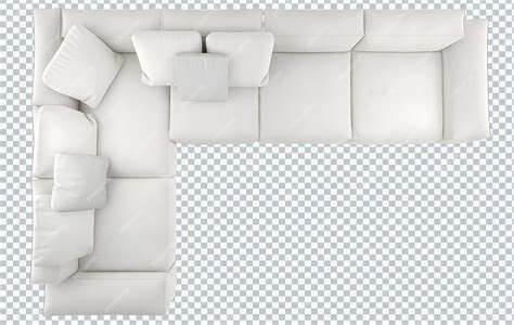 Premium PSD | Top view modern white L shape sofa and pillows transparent