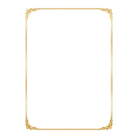 Gold Border A4 Paper Size Floral Corner, A4 Border, Borders, Paper PNG ...