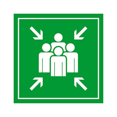 Premium Vector | Green emergency evacuation assembly point sign