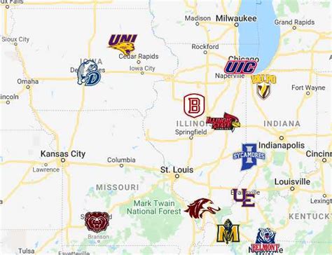 Missouri Valley Conference Map | Teams | Logos