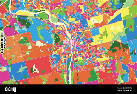 Colorful vector map of Cambridge, Ontario, Canada. Art Map template for ...