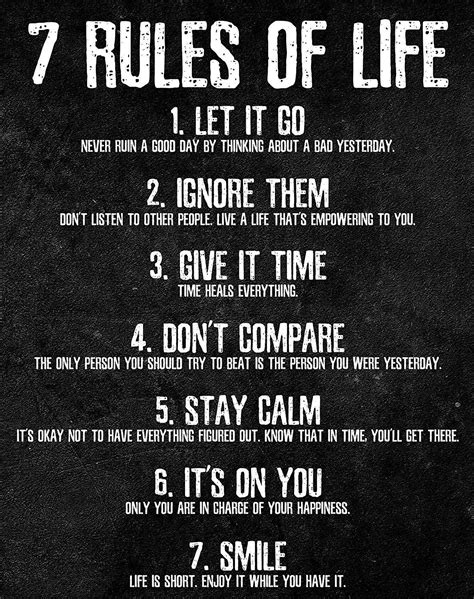 7 Rules Of Life Inspirational Poster To Motivate Room Decoration Wall ...