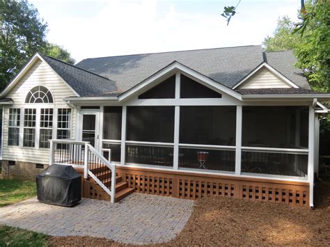 Screened Porch with Open gable Shed Roof — DeckScapes