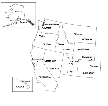 Us Western Region States And Capitals