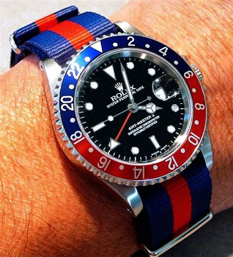 Rolex GMT Master II Pepsi w/ Nato Strap Rolex Watches For Men, Fine ...