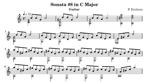 Sonata No. 8 in C Major - Classical Guitar Sheet Music - NoteRunner