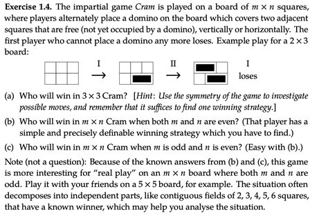 Exercise 1.4. The impartial game Cram is played on a | Chegg.com