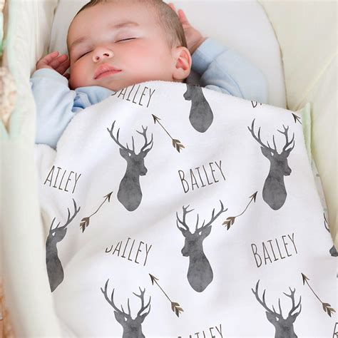 Deer baby blanket, Woodland blanket, Personalized baby boy blanket, Fl ...