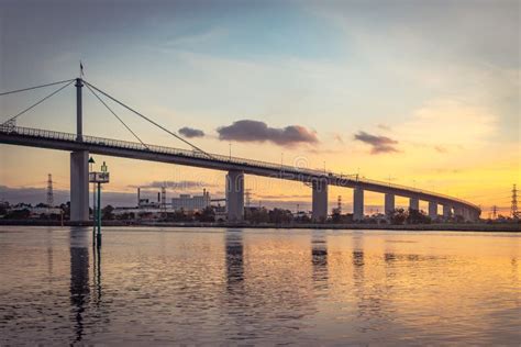 West Gate Bridge at Sunset in Melbourne, Australia Stock Image - Image ...