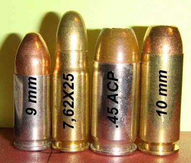 9mm; 7.62x25mm; .45 ACP; 10mm. | Ammo | Pinterest | Handgun and Shooting