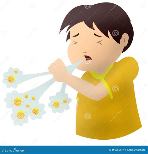 Little Kid Boy Coughing Covid-19. Boy Character Sneezing And Coughing ...