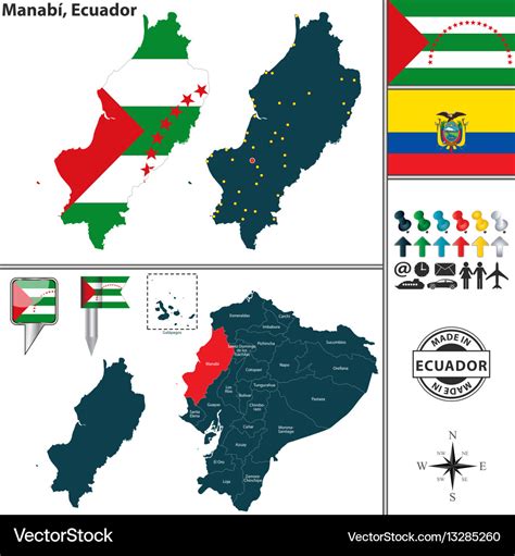 Map manabi ecuador Royalty Free Vector Image - VectorStock