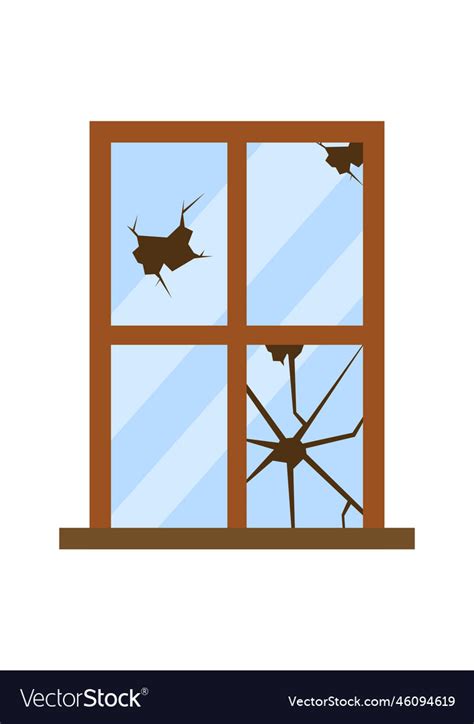 Broken window clipart flat design Royalty Free Vector Image