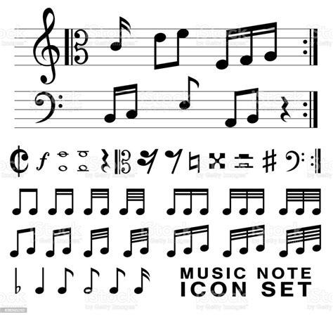 Standard Music Notes Symbol Set Vector Eps10 Stock Illustration ...