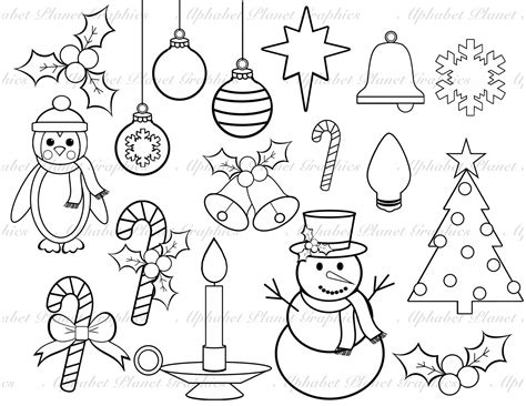 Christmas Images Clipart Black And White ~ Christmas Clipart Line Clip ...