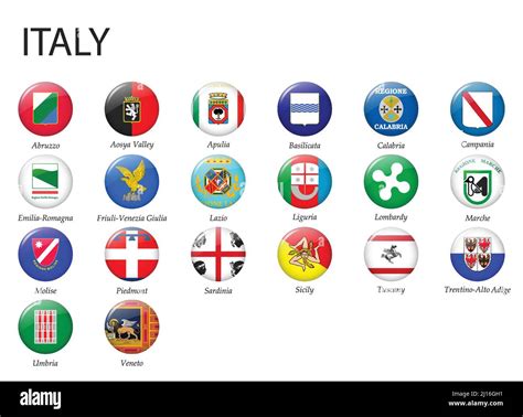 all Flags of regions of Italy. Glossy button flag design Stock Vector ...