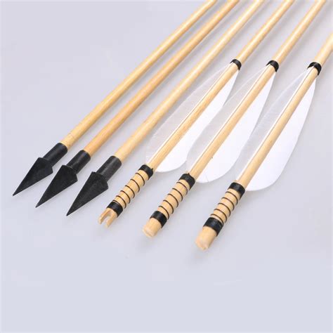 12pcs Wood Arrows Archery Wooden Target Shaft Arrows with Traditional ...