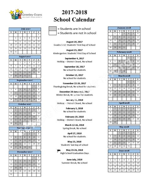 Greeley-Evans School District 6 Calendars – Greeley, CO