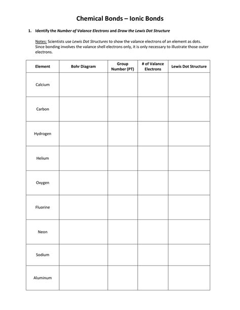 Lewis Dot Structures Worksheet