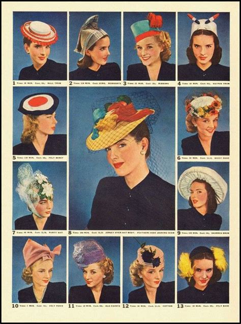 1940s Hats History - 20 Popular Women's Hat Styles | 1940s hats, 1940s ...