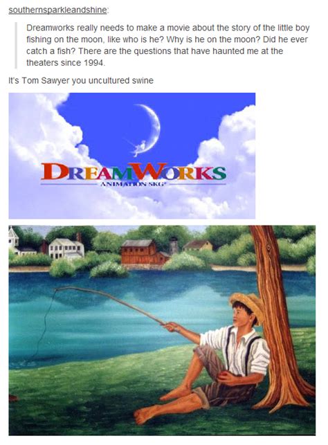 Dreamworks Boy Fishing On The Moon