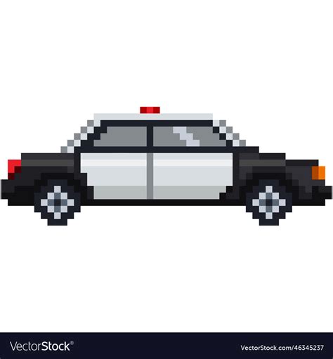 Pixel art police car side view Royalty Free Vector Image