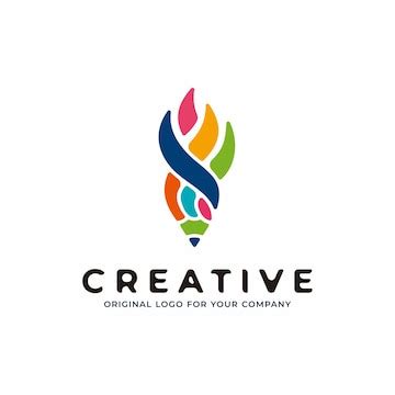 Premium Vector | Creative unique pencil art logo design template.