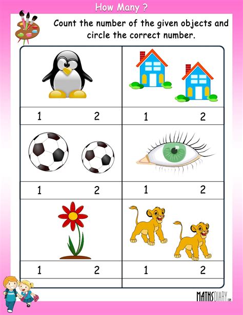 Count the number of objects – Worksheets - Math Worksheets - MathsDiary.com