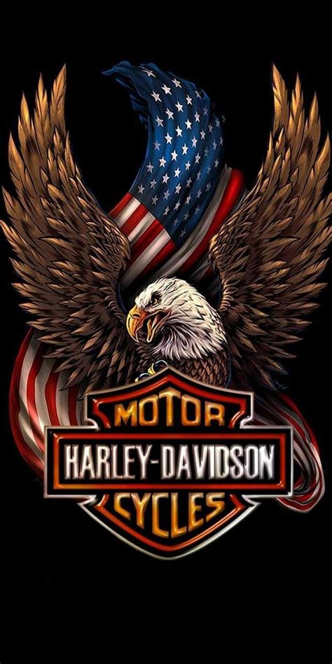 Motor Harley Davidson Cycles Eagle American Flag Artwork