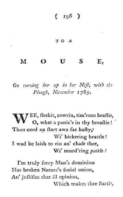 To a mouse poem laid out as you imagine it would be in an old book ...