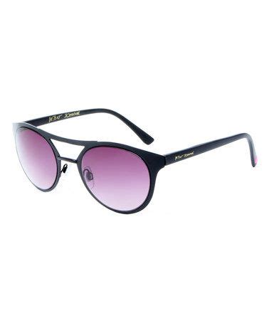 Betsey Johnson® Black Flat Round Sunglasses | Round sunglasses, Black ...