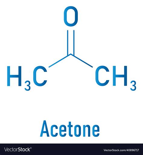 Acetone solvent molecule skeletal formula Vector Image