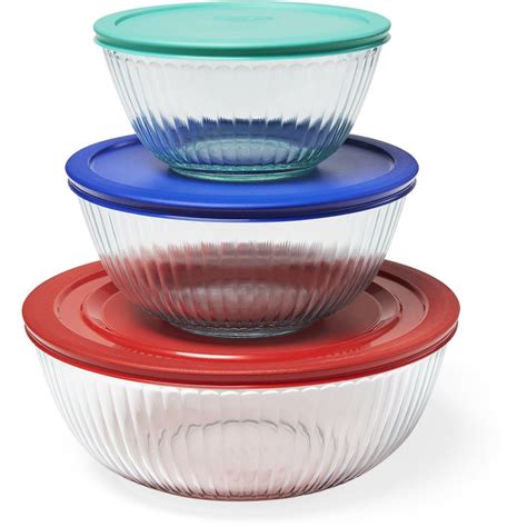 Pyrex Glass Mixing Bowls 6 Piece Set - Multi | BIG W | Pyrex glass ...