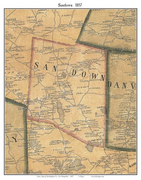 Sandown 1857 Old Town Map with Homeowner Names New Hampshire | Etsy