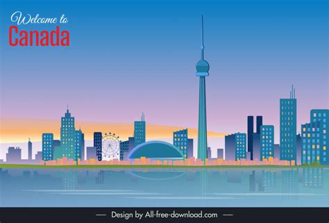 Canada city advertising banner modern architecture sketch flat design ...