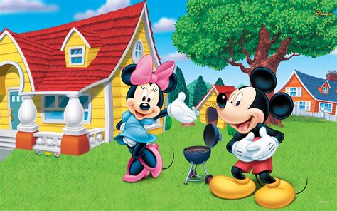 Disney Mickey Mouse And Minnie Wooden House Grill Cartoon Wallpaper Hd ...