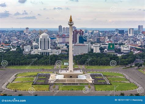 Aerial View of Tugu Monas Monumen Nasional or National Monument in ...