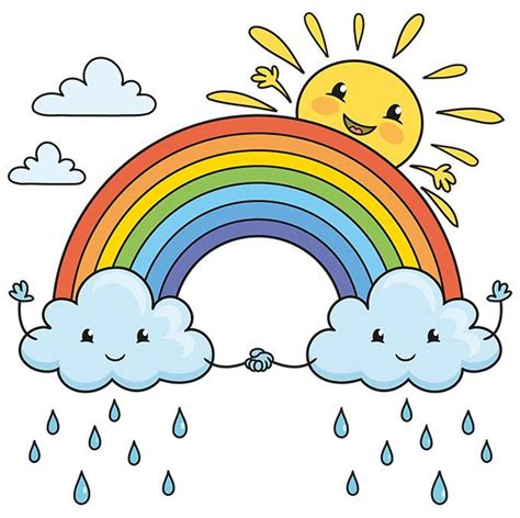 How to Draw a Cute Rainbow and Clouds - Really Easy Drawing Tutorial ...