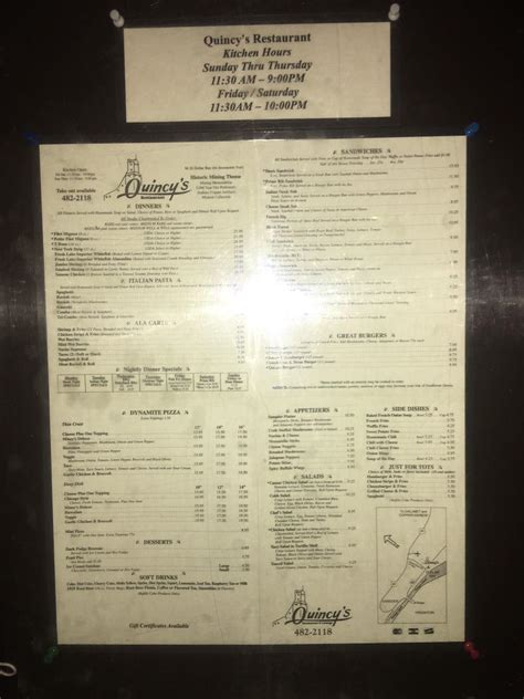 Menu at Quincy's Restaurant & Lounge, Dollar Bay