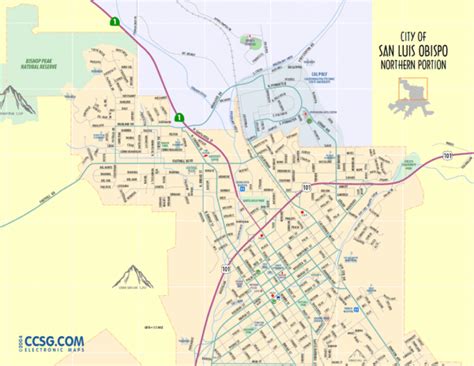 San Luis Obispo City Map - Northern Portion - San Luis Obispo ...