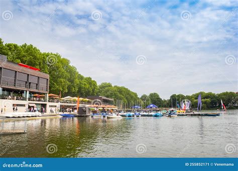 Boats and Restaurants at the Aasee Lake in Munster Editorial Photo ...